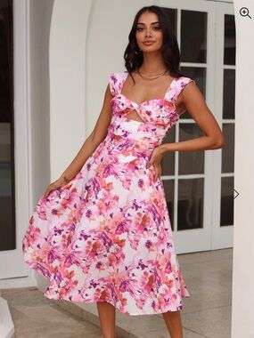 Hello Molly Splendid Splendor Midi Dress: Pink and Purple Floral